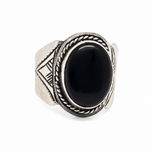 Handmade Sterling Silver Onyx Ring: Tuareg Berber Jewelry, Size 8