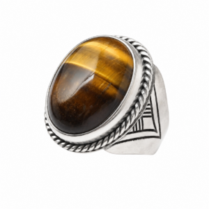 Handmade Sterling Silver Tiger’s Eye Ring: Berber Tribal Jewelry, Size 8