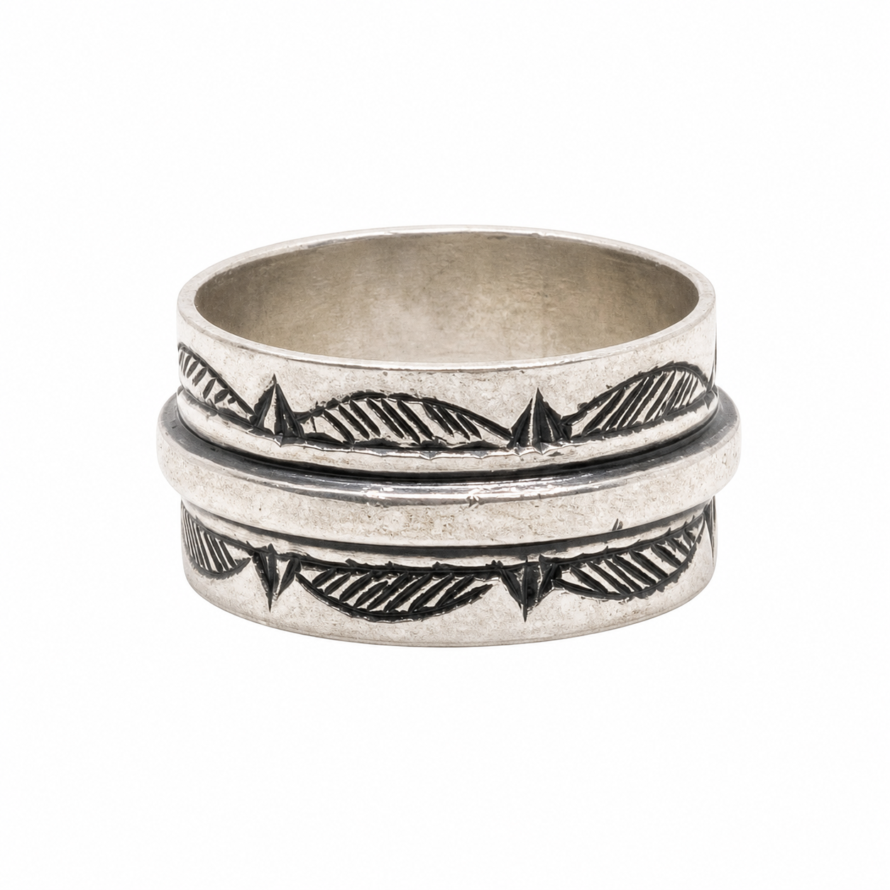 Handmade Sterling Silver Tuareg Band Ring: Engraved Berber Boho Ethnic Tribal Jewelry