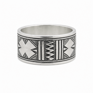 Handmade Sterling Silver Tuareg Cross Ring: Engraved Berber Ethnic Tribal Jewellery
