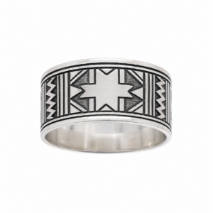 Handmade Sterling Silver Tuareg Cross Ring: Engraved Berber Ethnic Tribal Jewelry