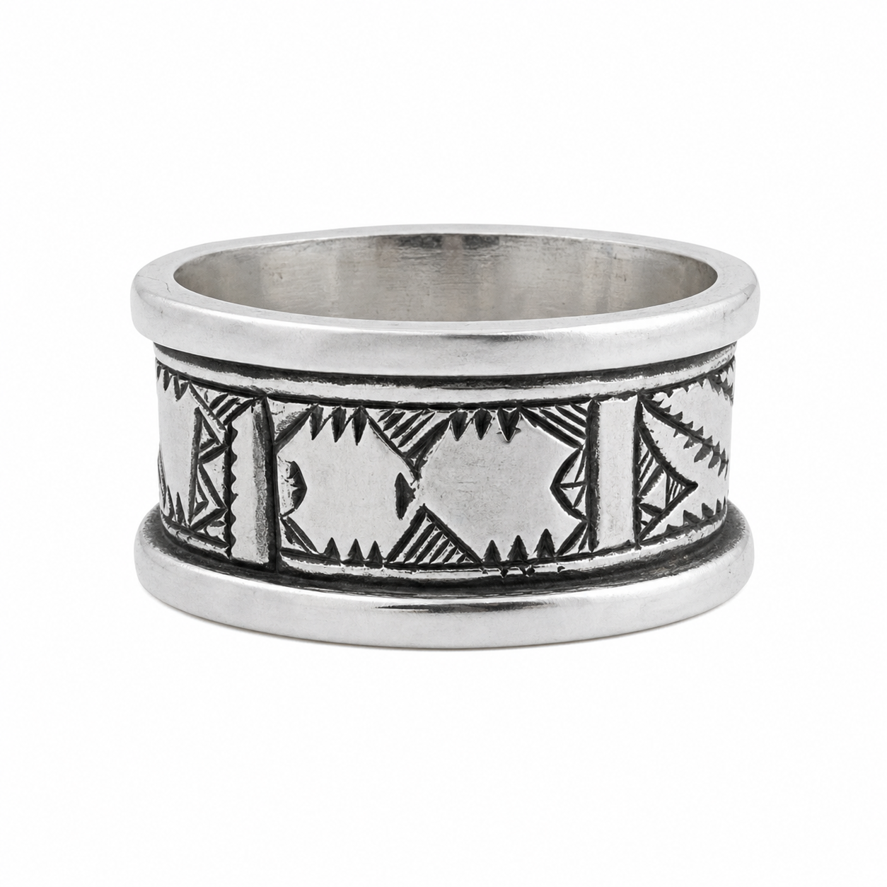 Handmade Sterling Silver Tuareg Ring - Amazigh Berber Gothic Rock Tribal Jewelry Size 8 US