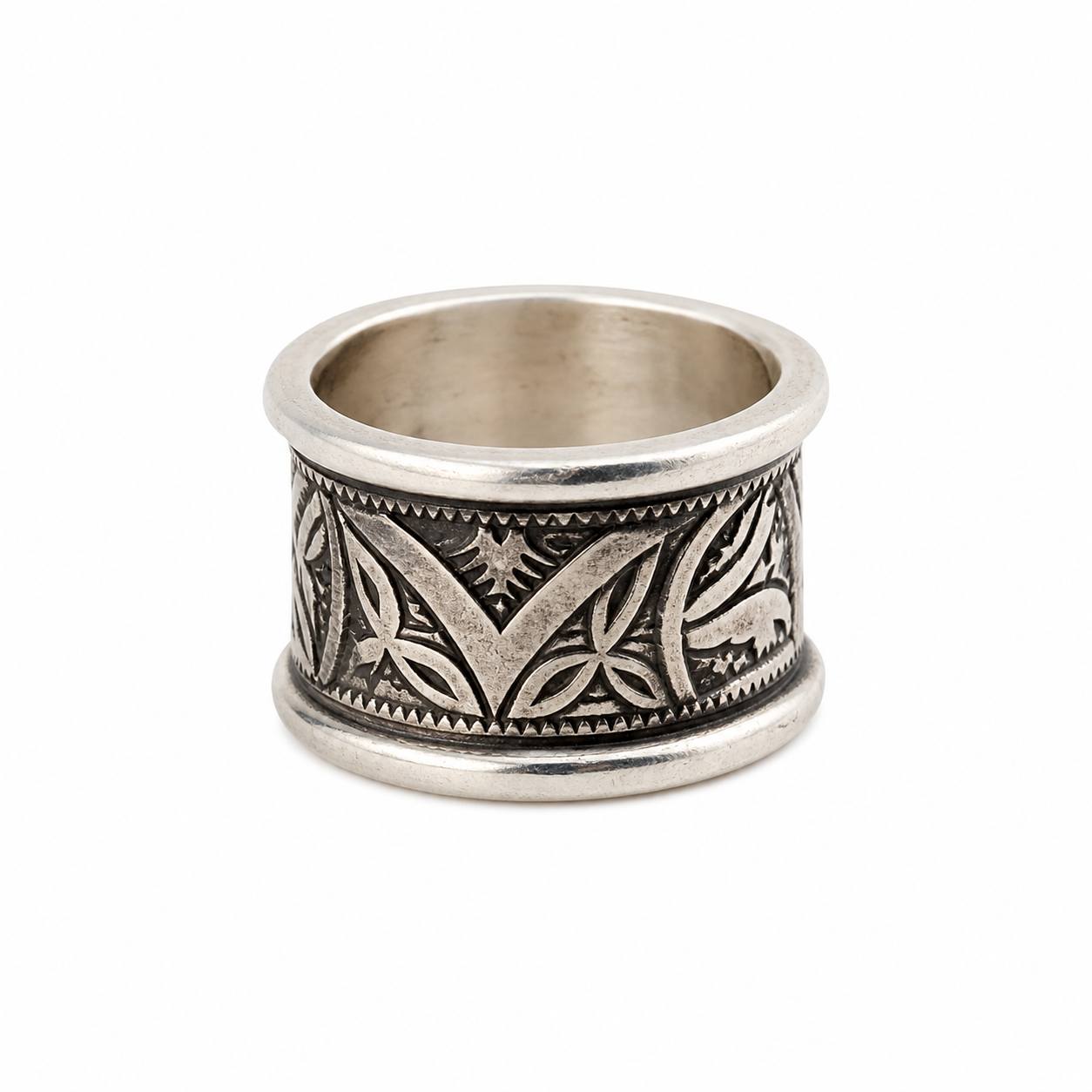 Handmade Sterling Silver Tuareg Ring: Berber Ethnic Tribal African Jewelry Size 8
