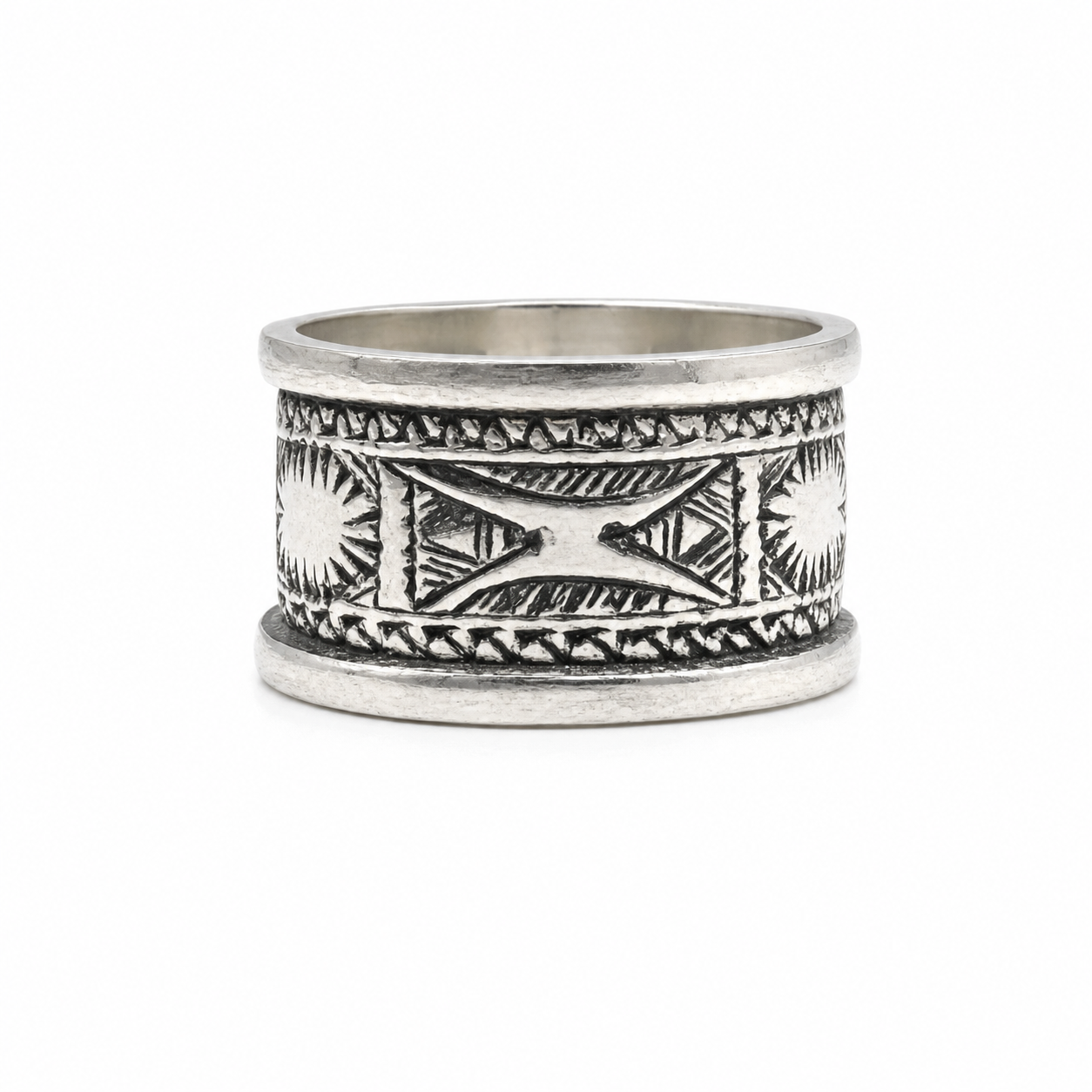 Handmade Sterling Silver Tuareg Ring: Berber Tribal Jewelry, Size 9 US