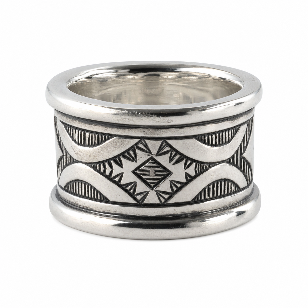 Handmade Sterling Silver Tuareg Ring: Berber Yaz Z Tribal Jewelry, Size 56 EU