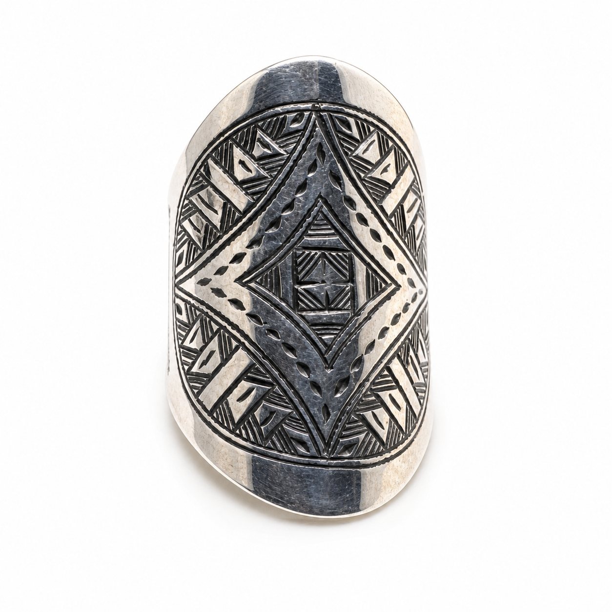 Handmade Tuareg Berber Sterling Silver Ring: Tribal Ethnic Boho Jewelry Size 8 US