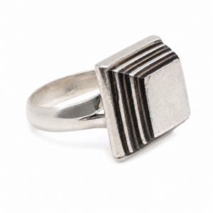 Handmade Tuareg Sterling Silver Ring: Vintage Ebony Inlay, Size 9 / 59 / 60 EU