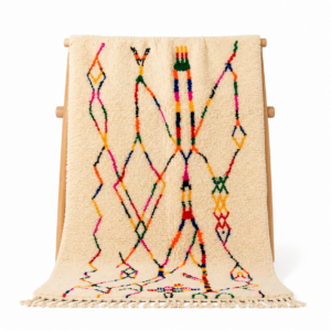 Ivory Blush Sage Azilal Rug – Handmade Berber Wool Tribal Diamond Area Rug – Cottagecore Boho – Multiple Sizes
