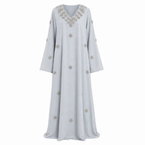 Jalabiya – Silver Blue Embroidered