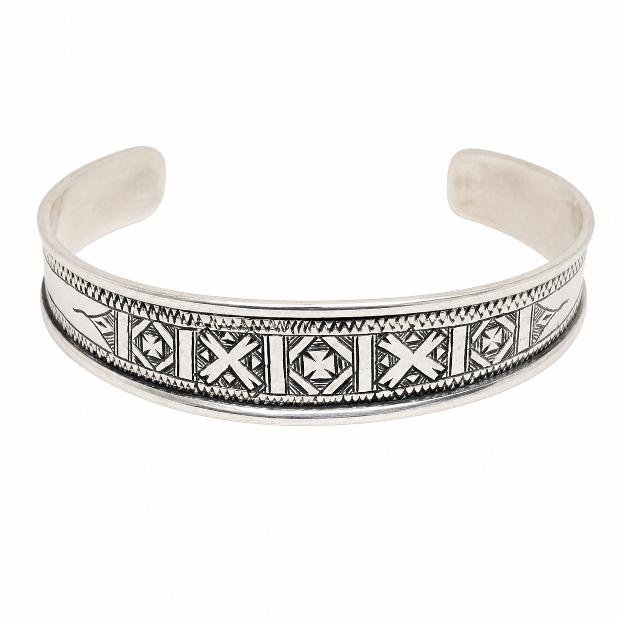 Mali Niger Tuareg Solid Silver Cuff Bracelet: Sterling Berber Bangle Ethnic Tribal Jewelry