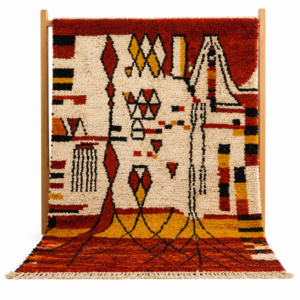 Moroccan Wool Rug 8×10 – Ivory & Taupe Minimalist Grid Rug