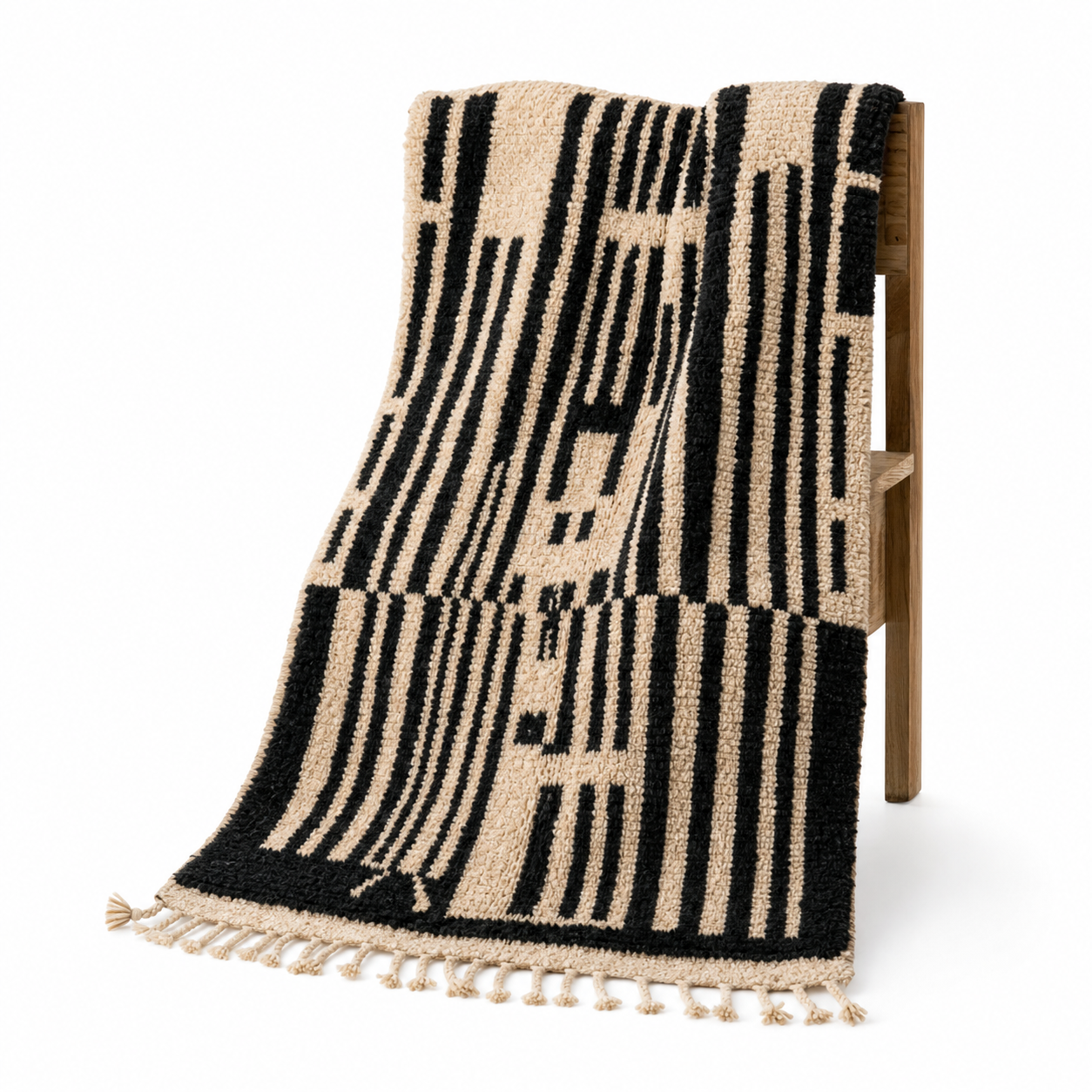 Mrirt Rug – Black White Striped Wool Rug – Handmade Abstract Rug – Bold Graphic Berber Carpet – Modern Area Rug – Multiple Sizes
