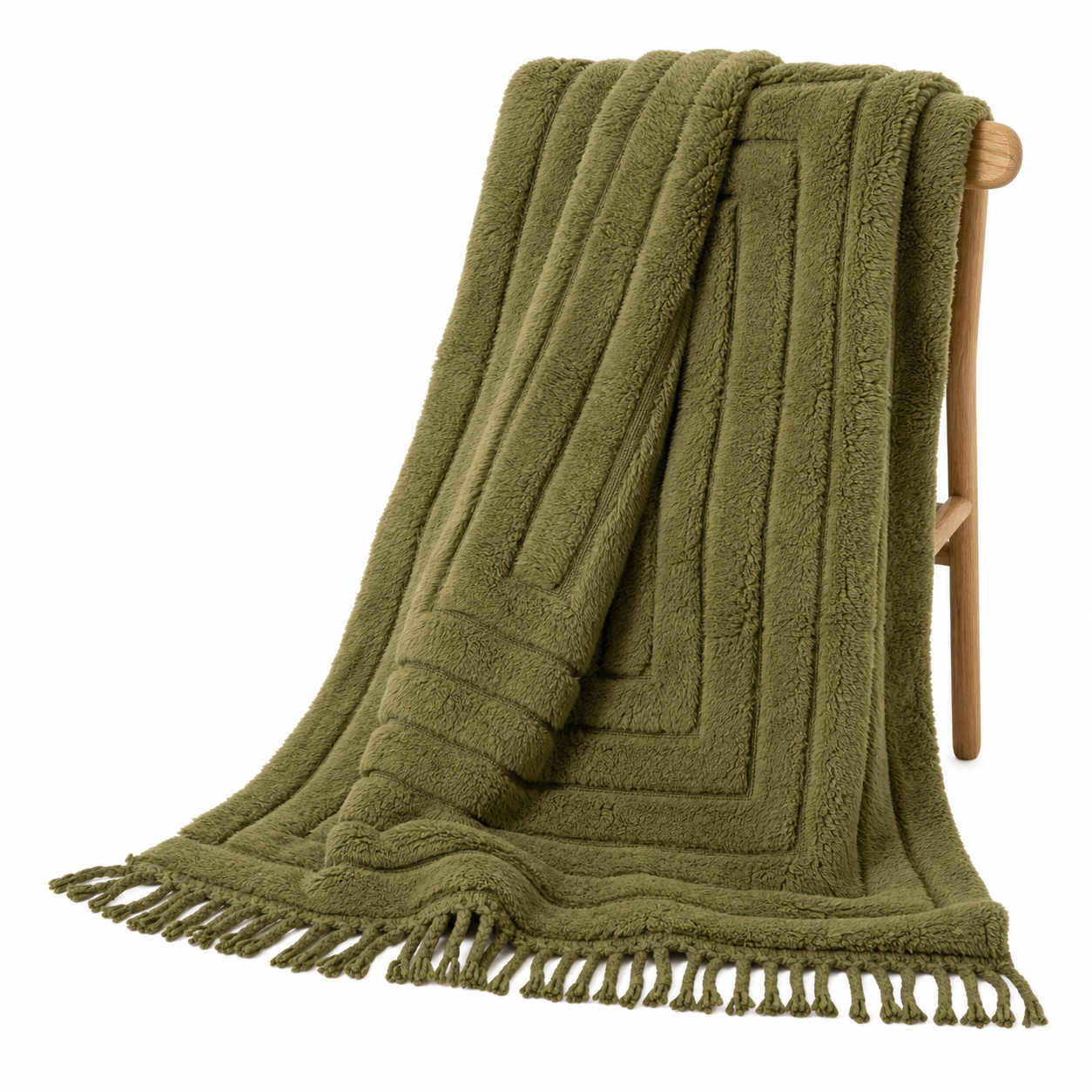 Mrirt Rug - Olive Green Luxury Wool Rug - Handmade Labyrinth Carved Rug - Ultra Plush Area Rug - Berber Carpet - Multiple Sizes