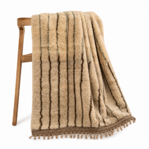 Mrirt Rug – Sandy Brown Luxury Wool Rug – Handmade Abstract Stripe Rug – Ultra Plush Area Rug – Berber Carpet – Multiple Sizes