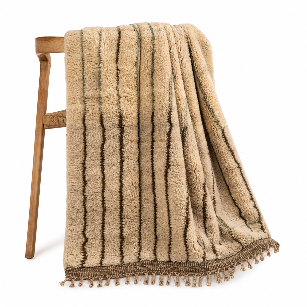 Mrirt Rug - Sandy Brown Luxury Wool Rug - Handmade Abstract Stripe Rug - Ultra Plush Area Rug - Berber Carpet - Multiple Sizes