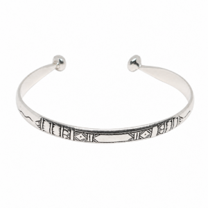 Niger Mali Tuareg Berber Cuff Bracelet: Sterling Silver Tribal Bangle