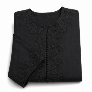 Noir Kaftan – Elegant Black Arabesque Ceremony Style