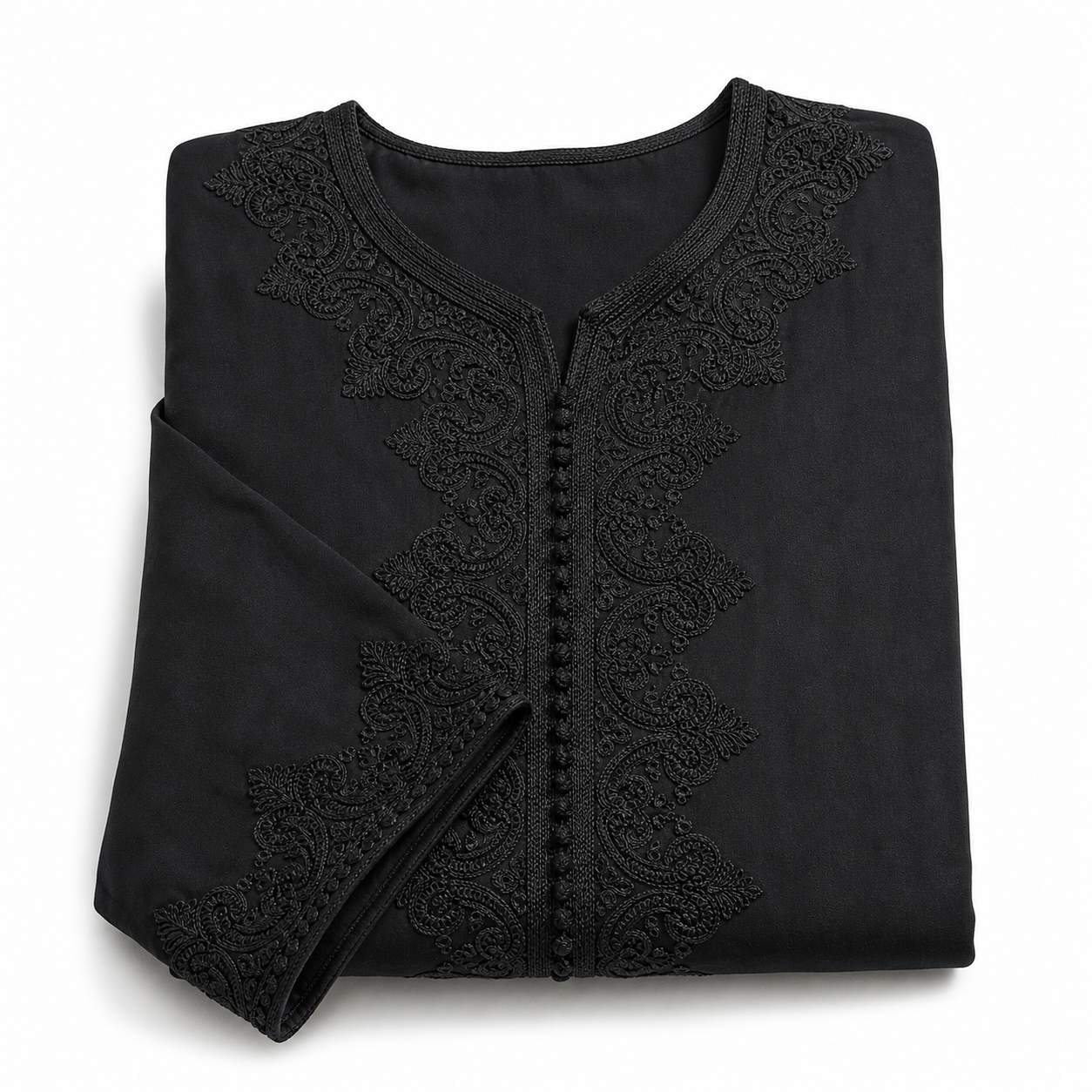 Noir Kaftan - Elegant Black Arabesque Ceremony Style