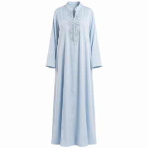 Pearl Blue Embroidered Abaya Dress – Elegant Occasion Wear