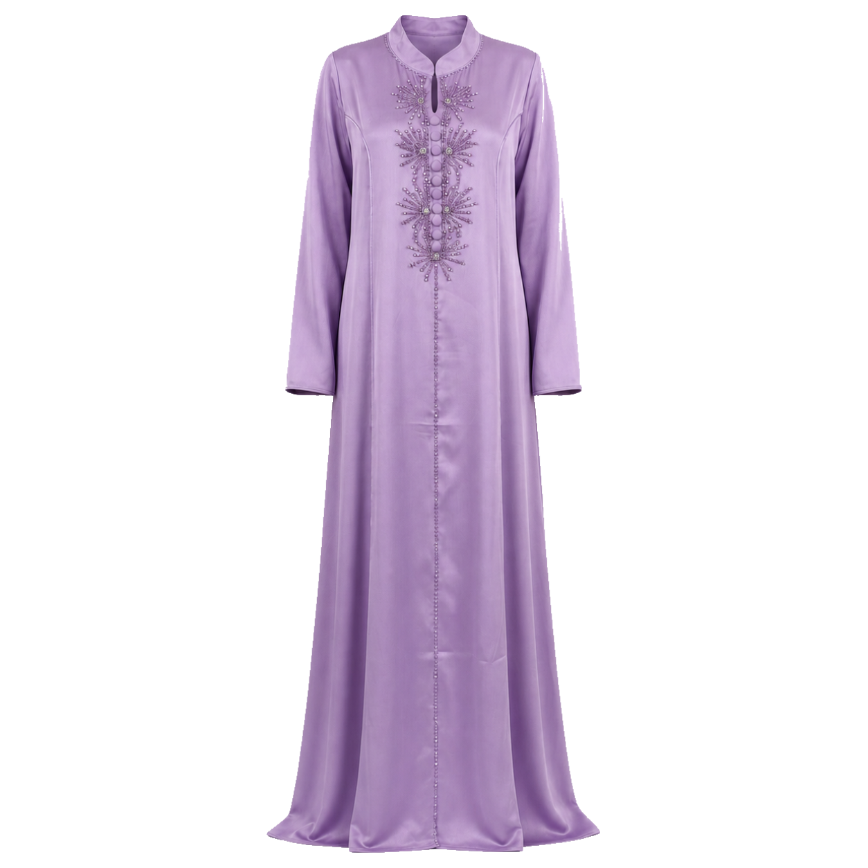 Pearl Embroidered Dress - Purple Occasion Abaya Style