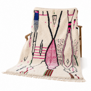 Rose Pink Azilal Amazigh Rug, Hand Knotted Wool Tribal Carpet, Feminine Boudoir Shag