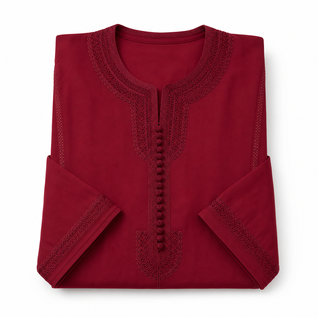 rouge Kaftan - Fluid Sfifa Embroidery Ceremony Style