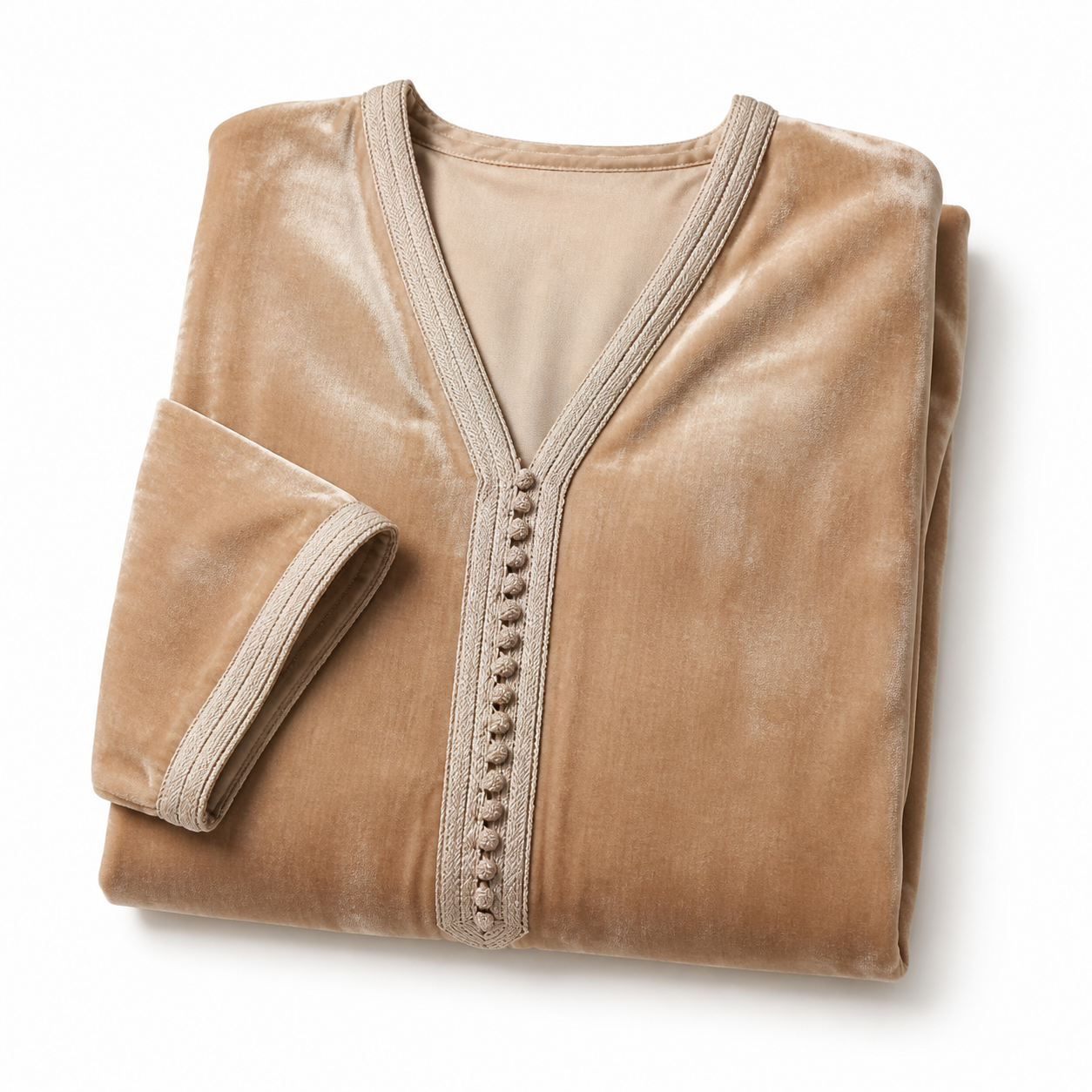 Sfifa Kaftan - Velours Beige Occasion Wear