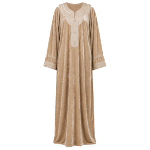 Silky Velvet Kaftan – Amazigh Beige Occasion Wear