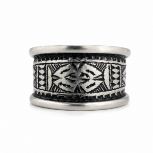 Sterling Silver Amazigh Ring – Hand-Engraved Berber Tribal Band (Size 57 FR / 8 US)