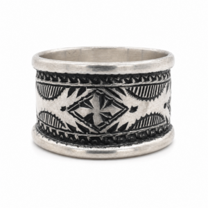 Sterling Silver Amazigh Ring – Hand-Engraved Berber Tribal Band (Size 7 US)