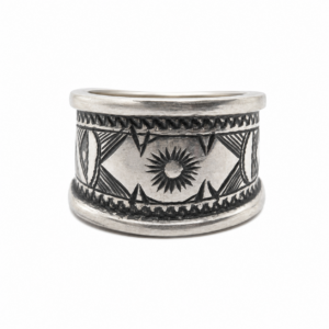 Sterling Silver Amazigh Ring – Hand-Engraved Berber Tribal Band (Size 7 US)