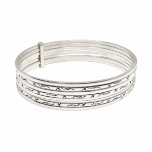 Sterling Silver Bangle Set, Berber Cuff Bracelets, Tribal Jewelry