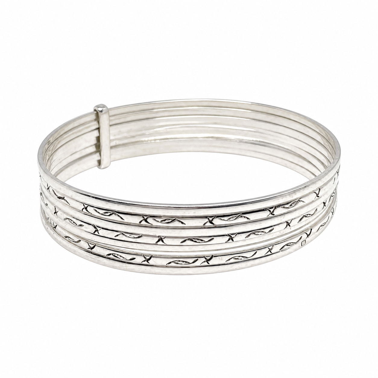 Sterling Silver Bangle Set, Berber Cuff Bracelets, Tribal Jewelry