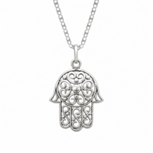 Sterling Silver Hamsa Hand Necklace: Berber Judaica Pendant