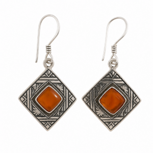 Tuareg Berber Amber Earrings: Sterling Silver African Tribal Jewelry
