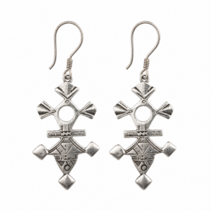 Tuareg Croix du Sud Sterling Silver Spiral Bohemian Cross Earrings: Berber Tribal Ethnic Jewelry