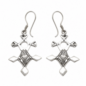 Tuareg Croix du Sud Sterling Silver Spiral Bohemian Cross Earrings: Berber Tribal Ethnic Jewelry