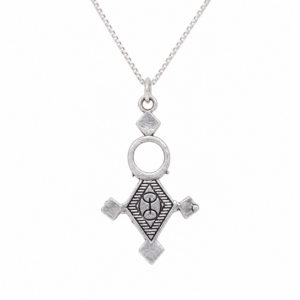 Tuareg Cross Pendant: Yaz Sterling Silver African Tribal Berber Sahara Tribe Pendant Necklace
