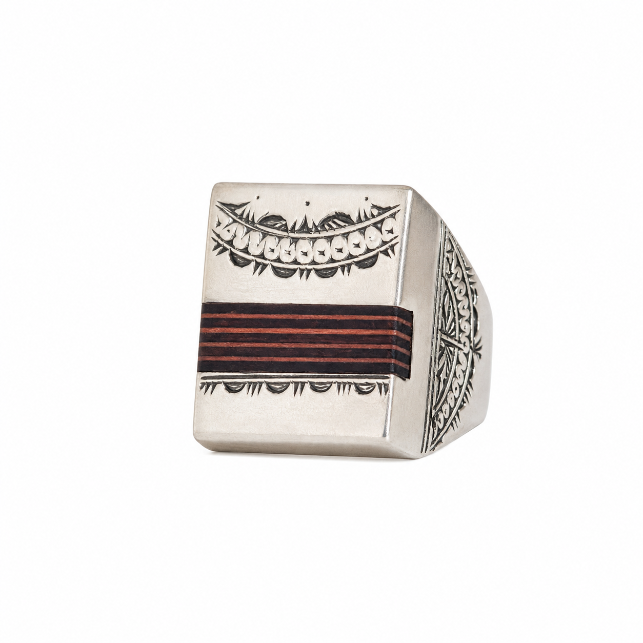 Tuareg Ebony Wood Sterling Silver Ring: Handmade Berber Jewelry, Size 9 US