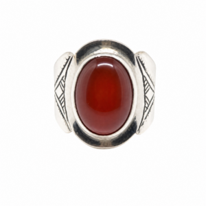 Tuareg Handmade Sterling Silver Carnelian Ring: Berber Tribal Jewelry, Size 8 US