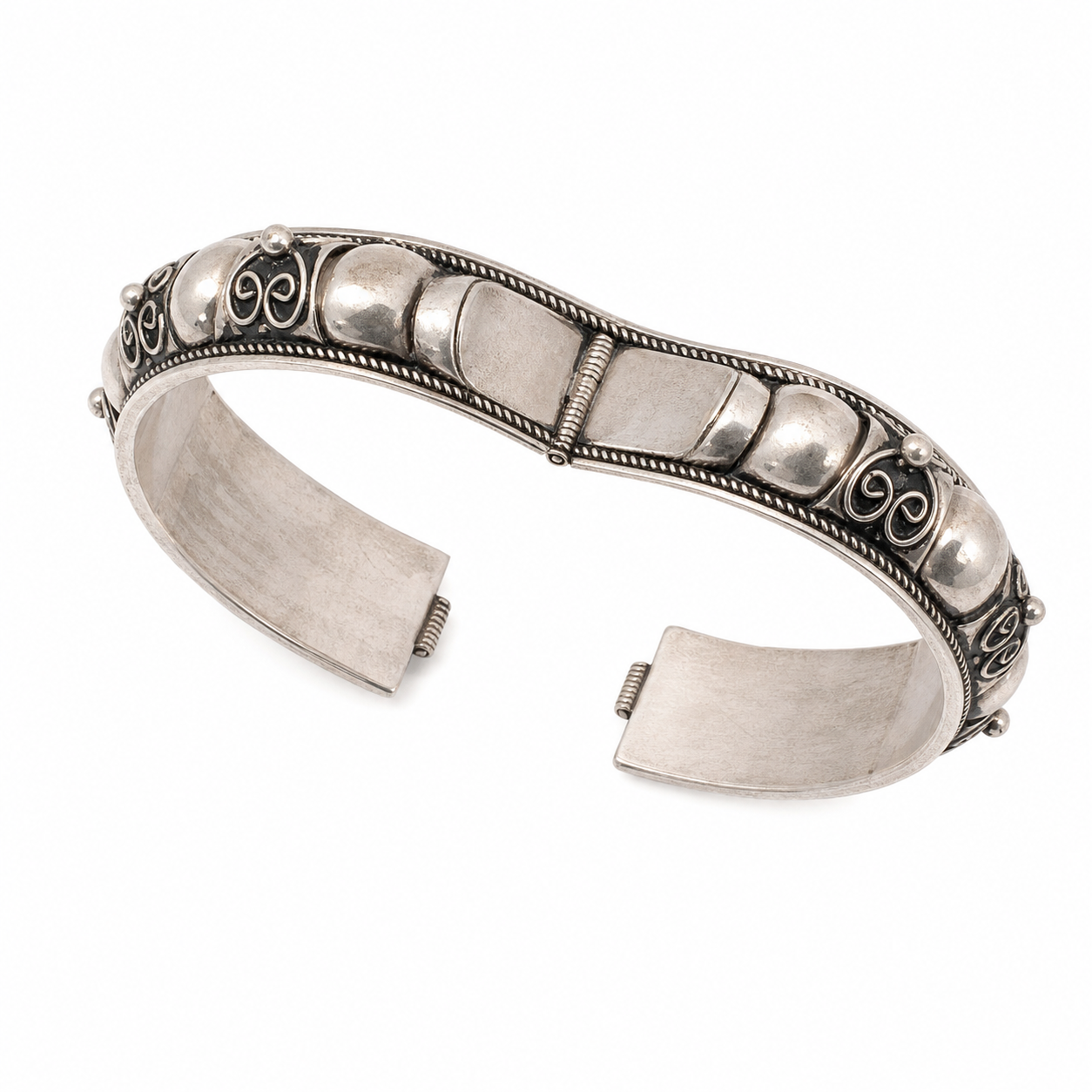 Tuareg Silver Cuff: Sahara Handmade Jewerly Berber Bracelet Ethnic African Engraved Tribal Jewelry