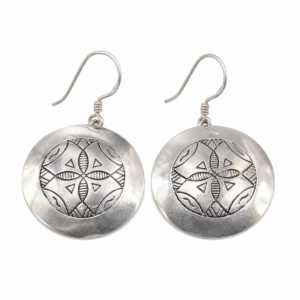 Tuareg Sterling Silver Amazigh Yaz Symbol Bohemian Earrings: Berber Jewelry