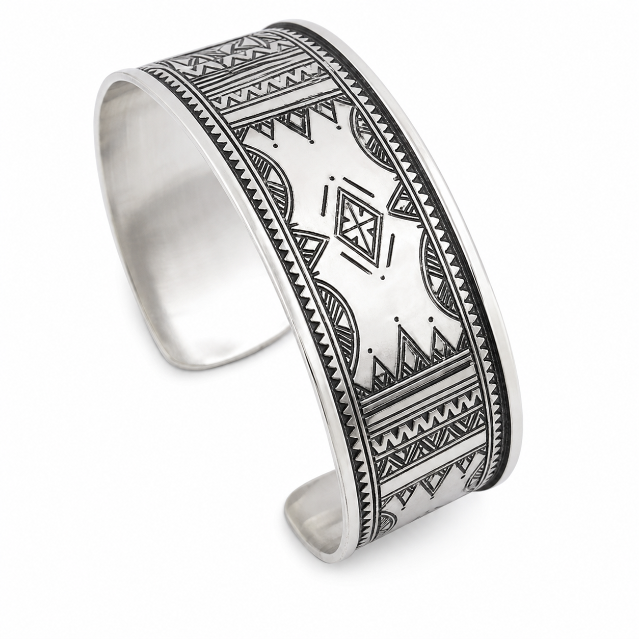 Tuareg Sterling Silver Cuff Bracelet: African Berber Bohemian Ethnic Gypsy Jewelry
