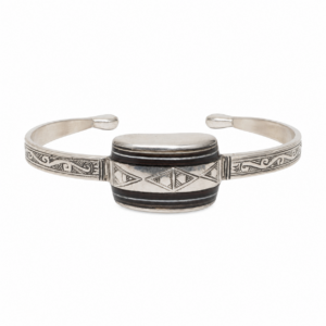 Tuareg Sterling Silver Ebony Wood Bracelet: African Berber Bohemian Ethnic Gypsy Bangle Jewelry