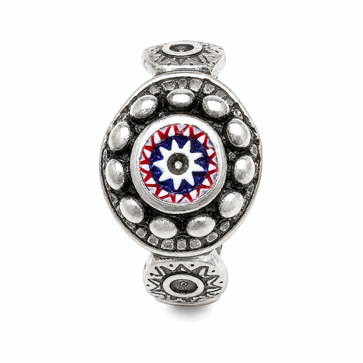 Tuareg Sterling Silver Ring: Berber Chevron Bead, Ethnic Biker Jewelry
