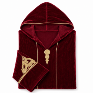 Velvet Djellaba – Amazigh Red Occasion Wear