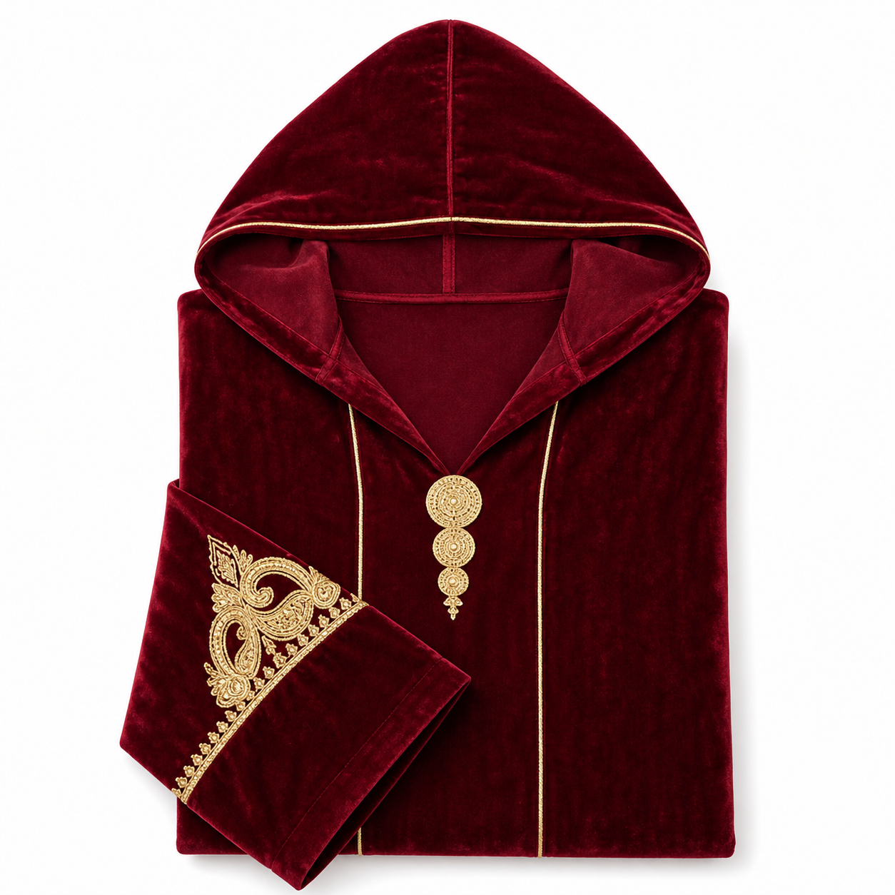 Velvet Djellaba - Amazigh Red Occasion Wear