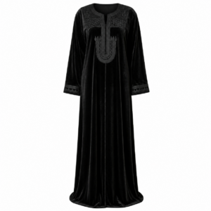 Velvet Kaftan – Berber Black Geometric Occasion Wear