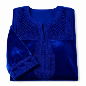 Velvet Kaftan – Berber Blue Geometric Occasion Wear