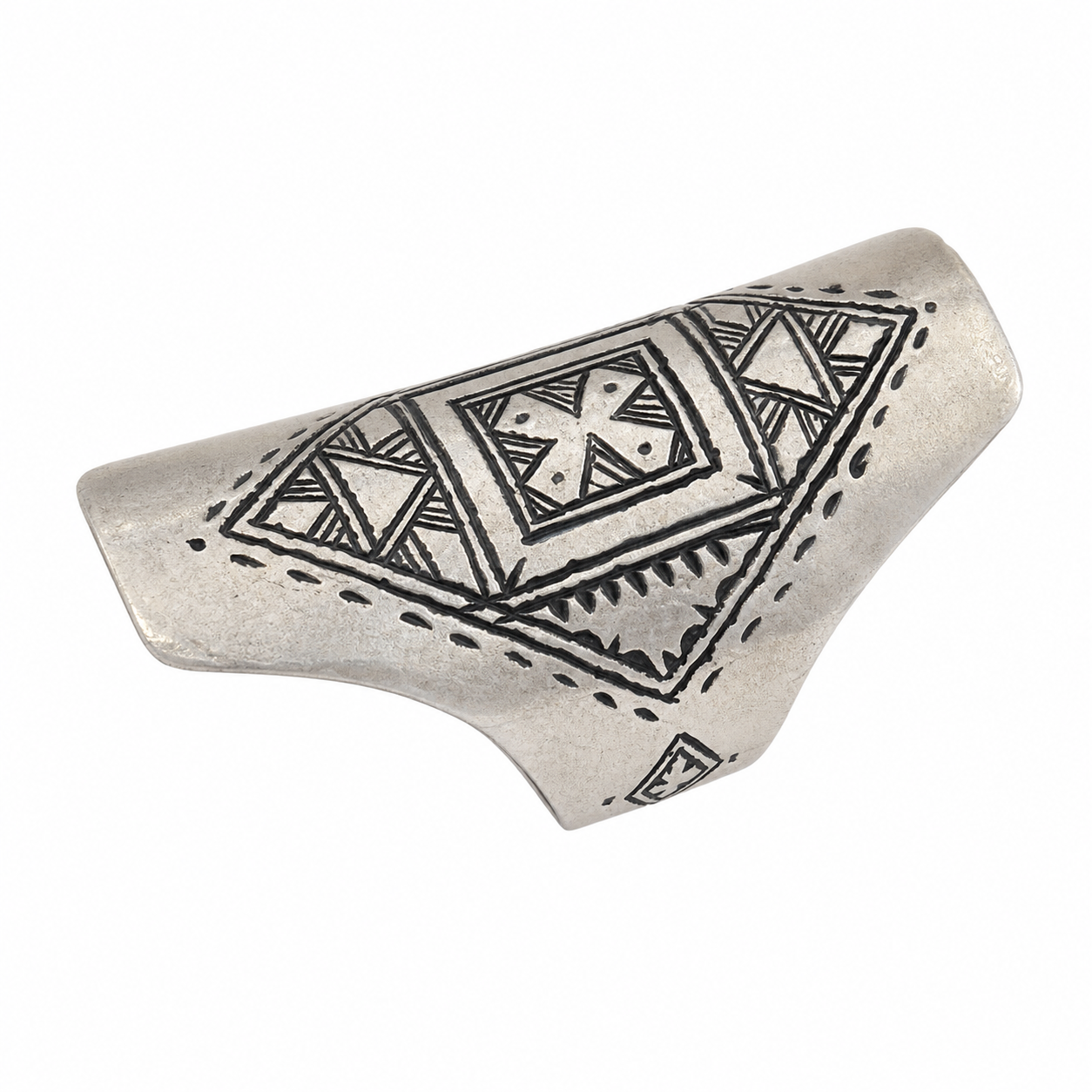 Vintage Engraved Sterling Silver Berber Ring: Tribal Jewelry, Size 8 US